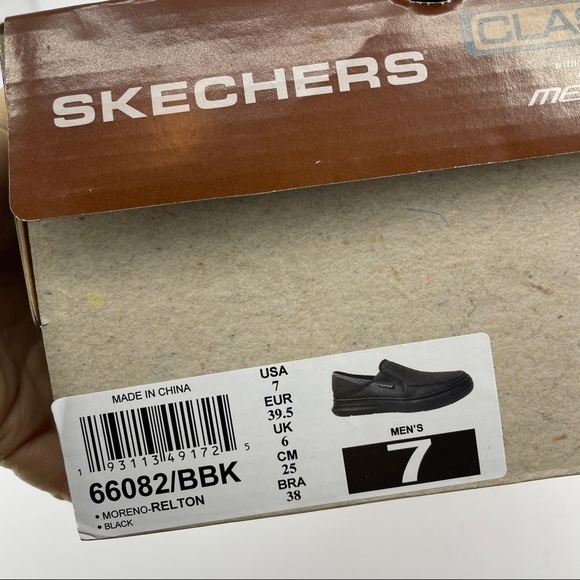 66082/BBK Black, MORENO-RELTON, CLASSIC-FIT,  Skechers Men Slip On Shoes